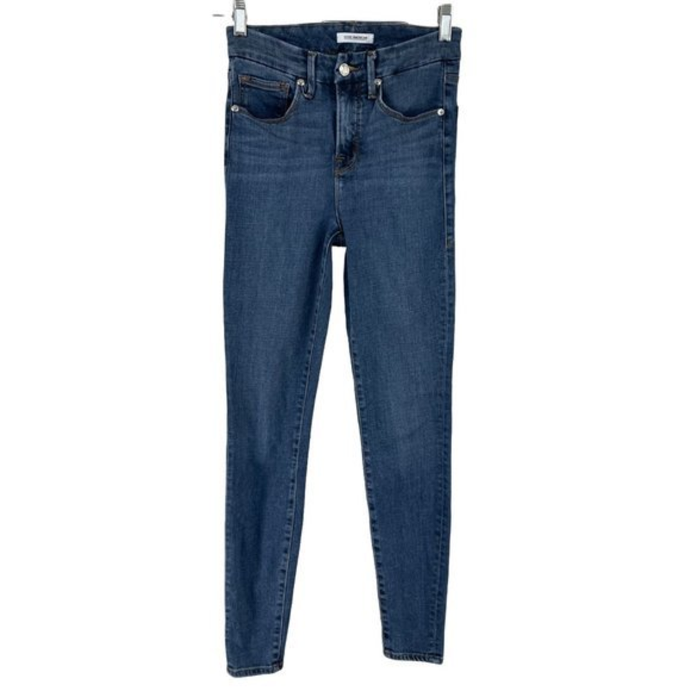Good American Women's Medium Wash Good Legs Crop Mid Rise Skinny Blue Jeans 26